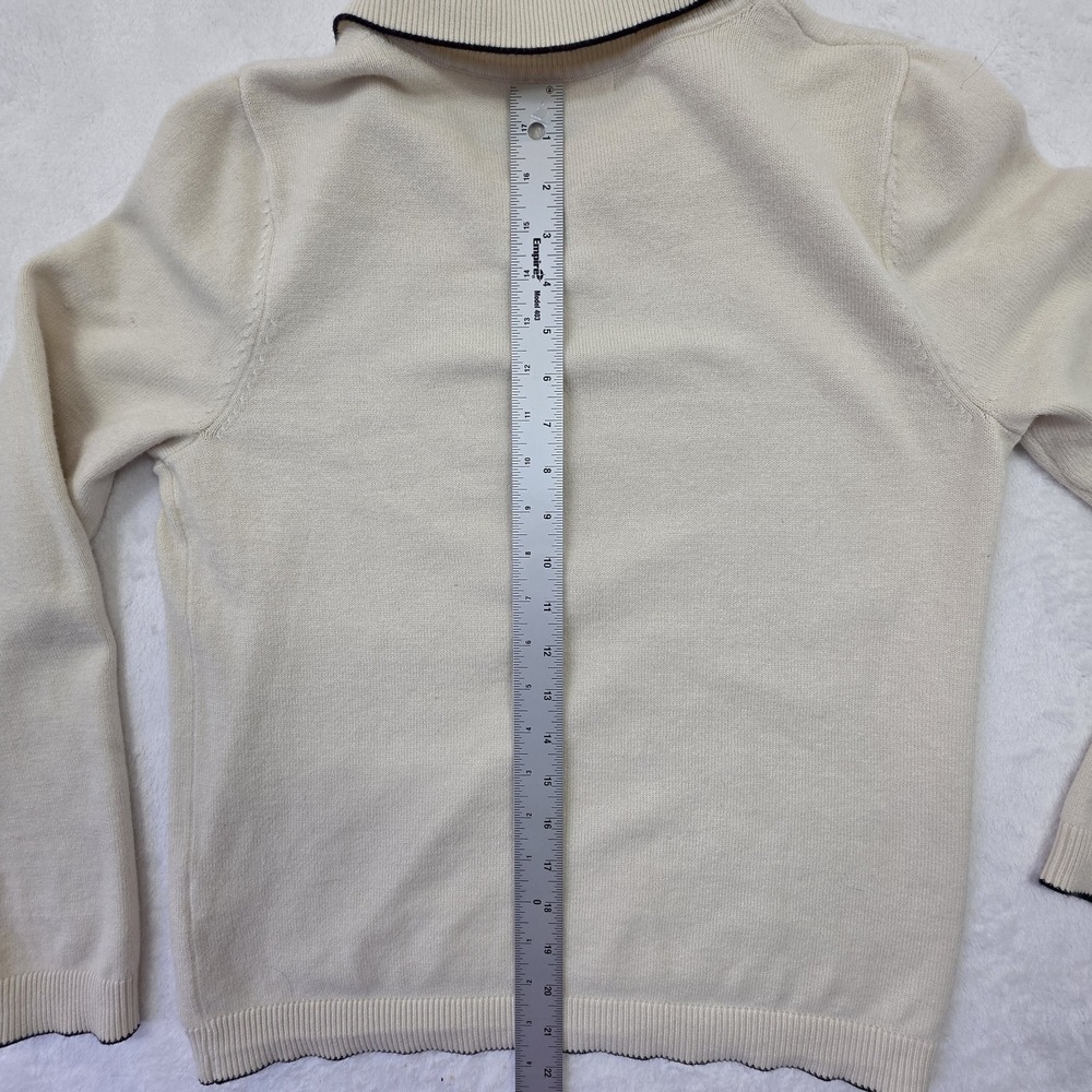 Max Studio London Sweater Polo Womens Large Cream Knit Minimalist Quiet Luxury P - Picture 7 of 8